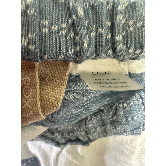 Roxy Women's 100% Cotton Striped Off Shoulder Tie Front Semi Sheer Top L - Picture 7 of 8